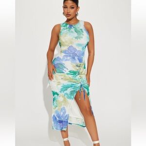✨NWT✨FASHION NOVA mesh ruched midi dress